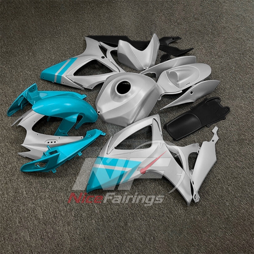 For Suzuki GSX-R600 GSX-R750 K6 2006-2007 Sportbike Fairing Set Gray Black Custom Painted Plastics | NiceFairings - side angle image