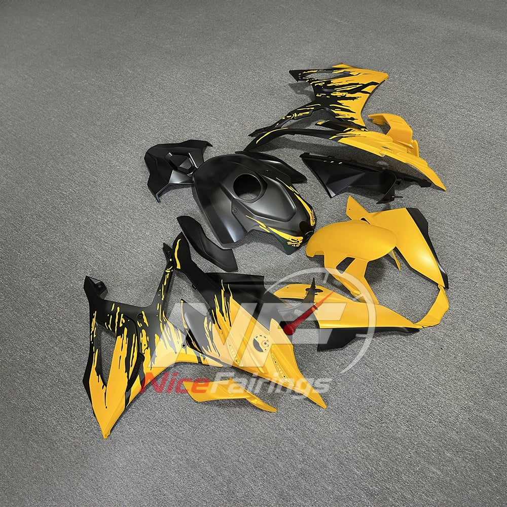 For BMW S1000RR 2023-2024 Yellow Black ABS Body Kit with Street and Track Fairing Panels | NiceFairings - side angle image