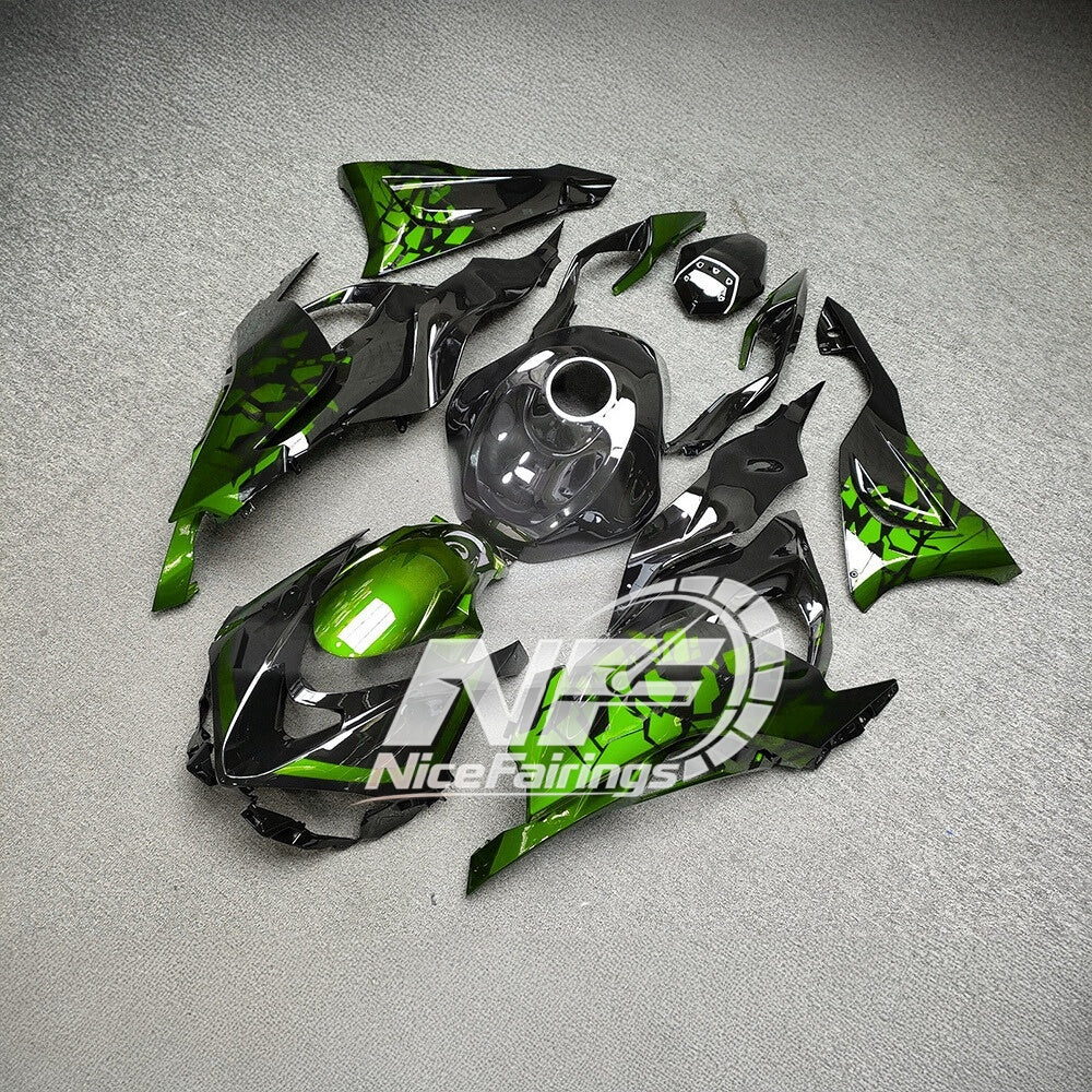 For Kawasaki Ninja ZX-6R 636 2024-2025 Custom Fairings Lime Green Special Edition | NiceFairings - side angle image