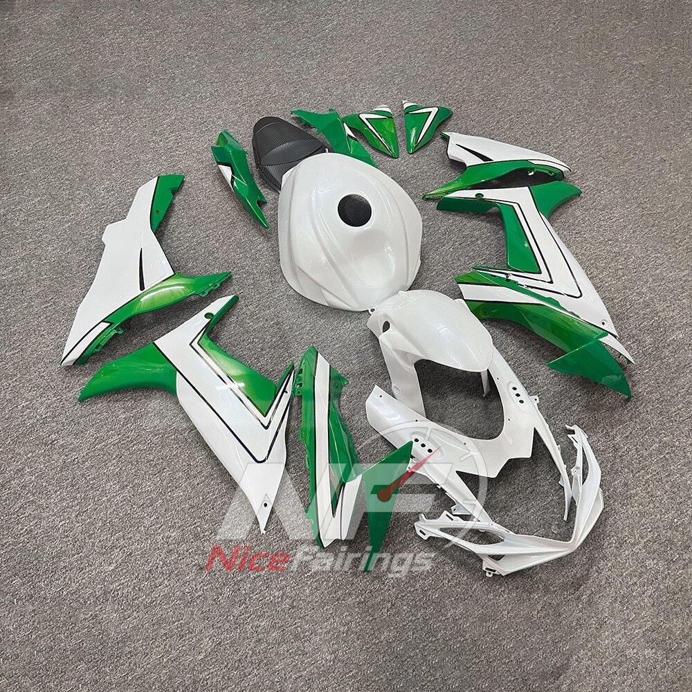 For Suzuki GSXR600 GSXR750 K11 2011-2016 Painted ABS Fairings White Green Complete Bodywork | NiceFairings - side angle image