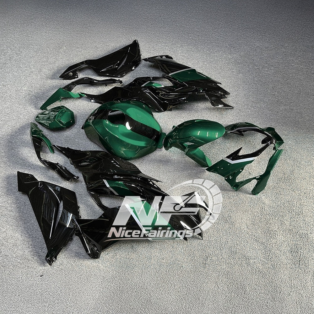 Kawasaki ZX6R 636 Custom Painted ABS Body Kit Blue Silver Tank Cover | NiceFairings - side angle image