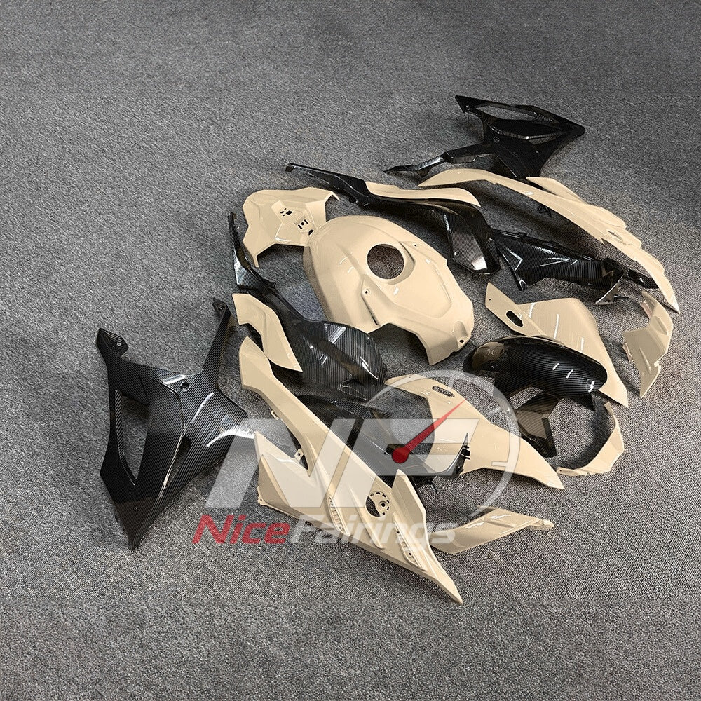 For BMW S1000RR 2023-2024 Yellow Black Sportbike Fairing Set with Custom Painted Plastics | NiceFairings - side angle image