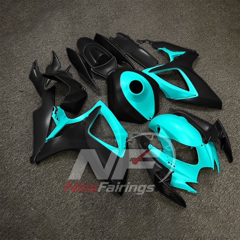 For Suzuki GSX-R600 GSX-R750 K6 2006-2007 Sportbike Fairing Set Black Gray Custom Painted Plastics | NiceFairings - side angle image