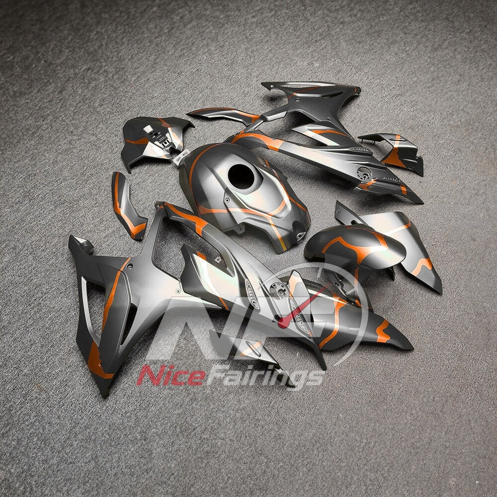 For BMW S1000RR 2023-2024 Orange Black Sportbike Fairing Set with Custom Painted Plastics | NiceFairings - side angle image