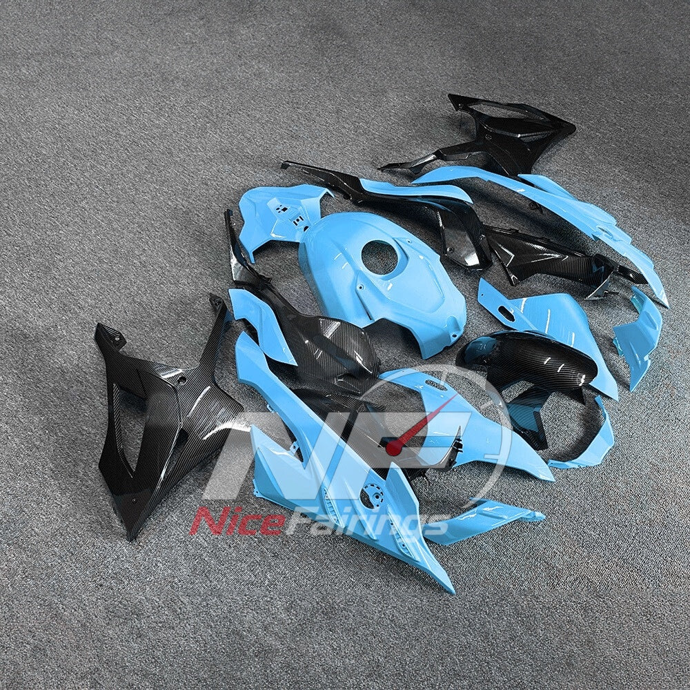 For BMW S1000RR 2023-2024 Blue Black Motorcycle Fairing Kit with Aftermarket Body Panels | NiceFairings - side angle image