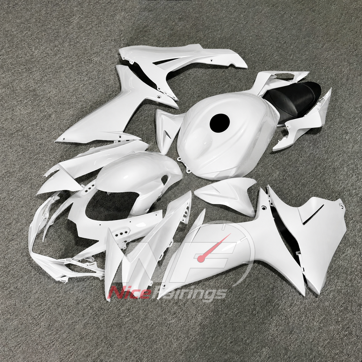 For Suzuki GSXR600 GSXR750 K11 2011-2016 ABS Fairing Kit White Black Painted Bodywork | NiceFairings - side angle image