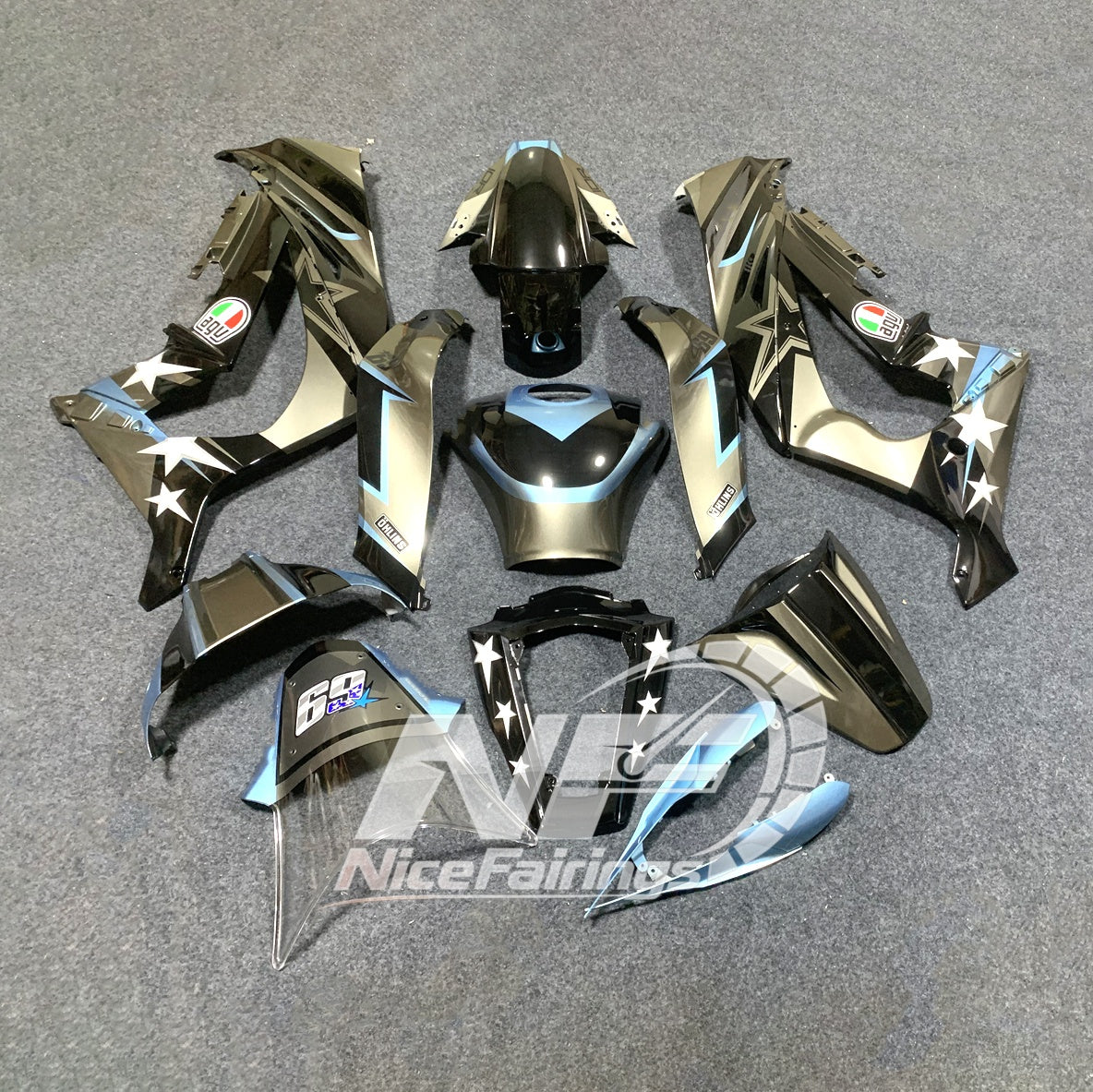 KAWASAKI Ninja ZX10R 2011-2015 Injection Molded Fairings Set | NiceFairings - side angle image