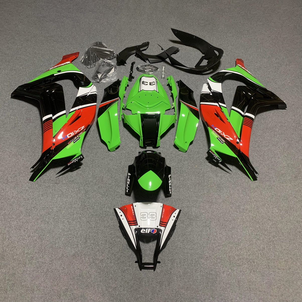 KAWASAKI ZX10R 2011-2015 Race Style Fairing Plastics | NiceFairings - side angle image