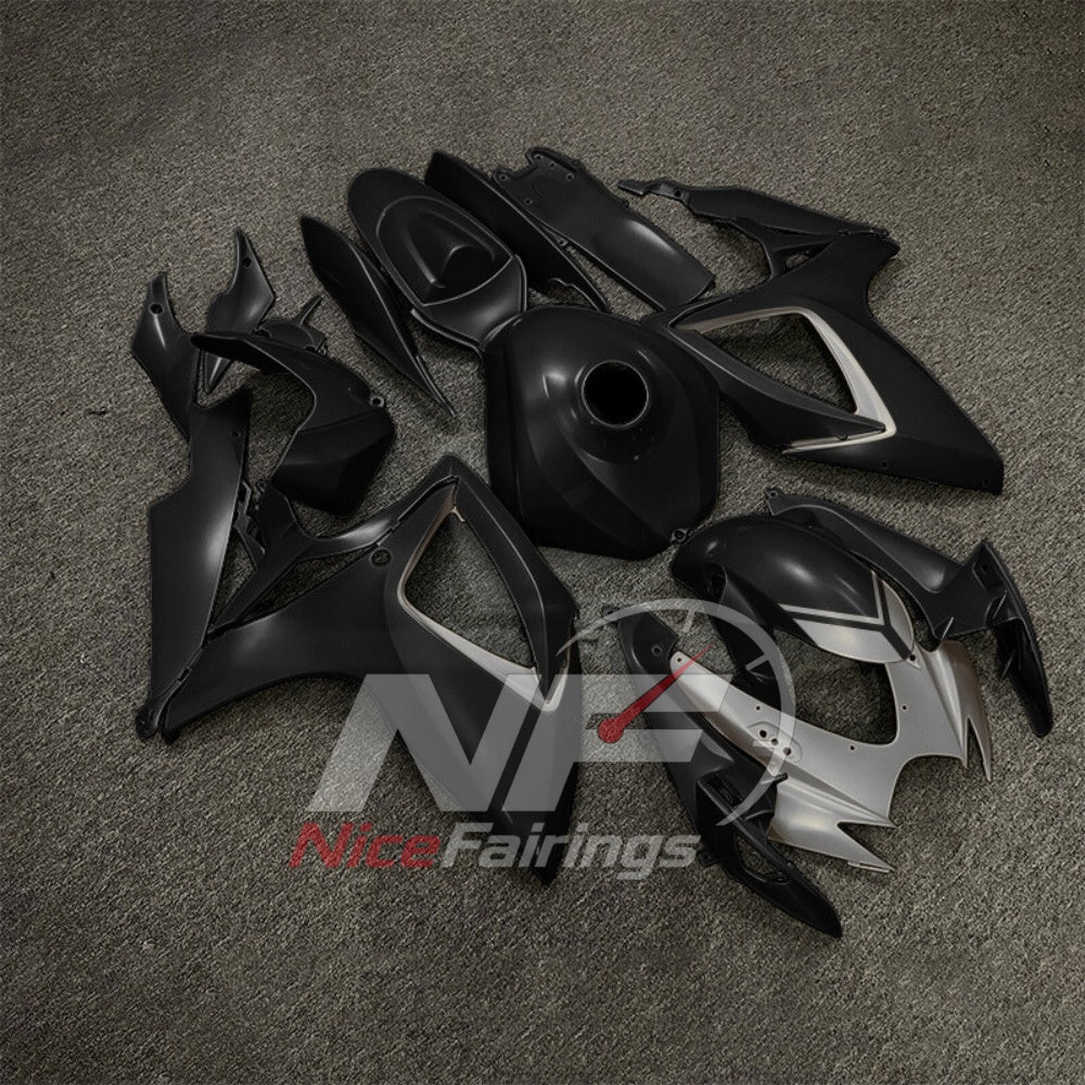 For Suzuki GSX-R600 GSX-R750 K6 2006-2007 Sportbike Fairing Set Black Gray Custom Painted Plastics | NiceFairings - side angle image