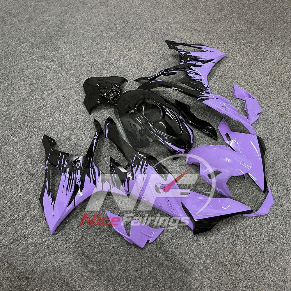 For BMW S1000RR 2023-2024 Purple Black Custom Fairings with ABS Sportbike Plastics and Full Body Kit | NiceFairings - side angle image