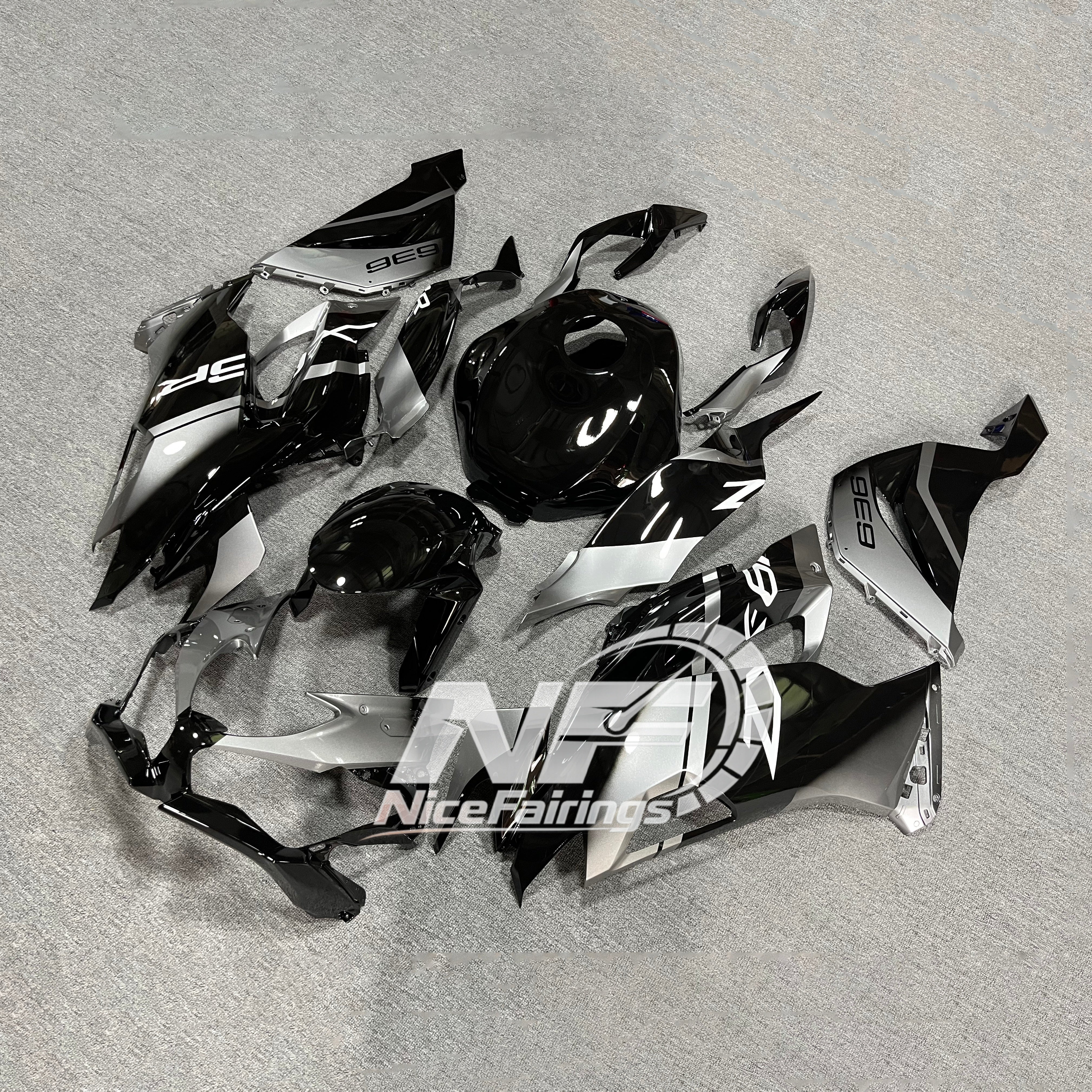 Kawasaki ZX-6R 636 2019-2023 Replacement Fairing Set Matte Black Tank Cover | NiceFairings - side angle image