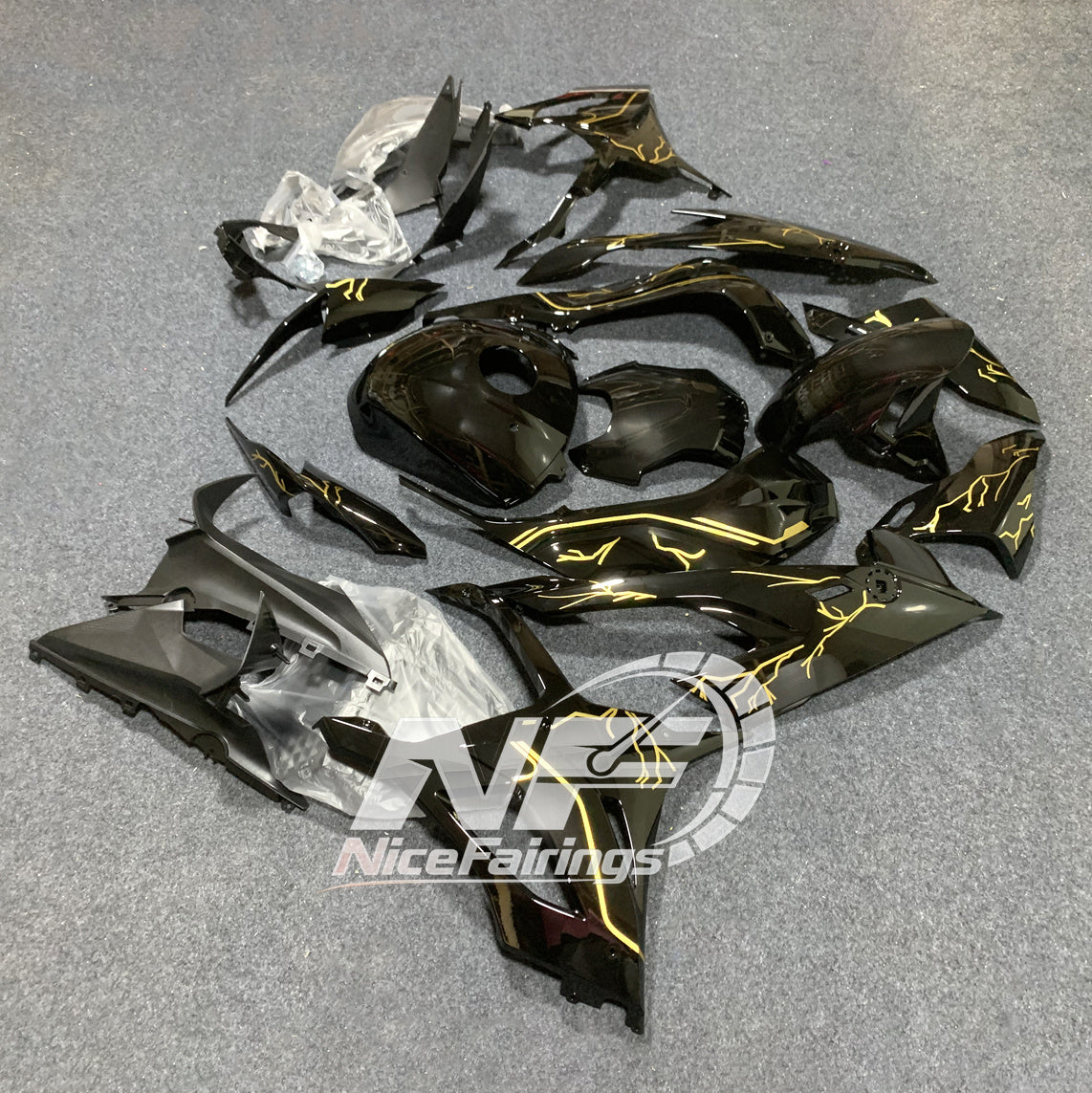 For BMW S1000RR 2019-2022 White Red Premium Edition Full Fairing Kit, Painted ABS Motorcycle Plastics | NiceFairings - side angle image