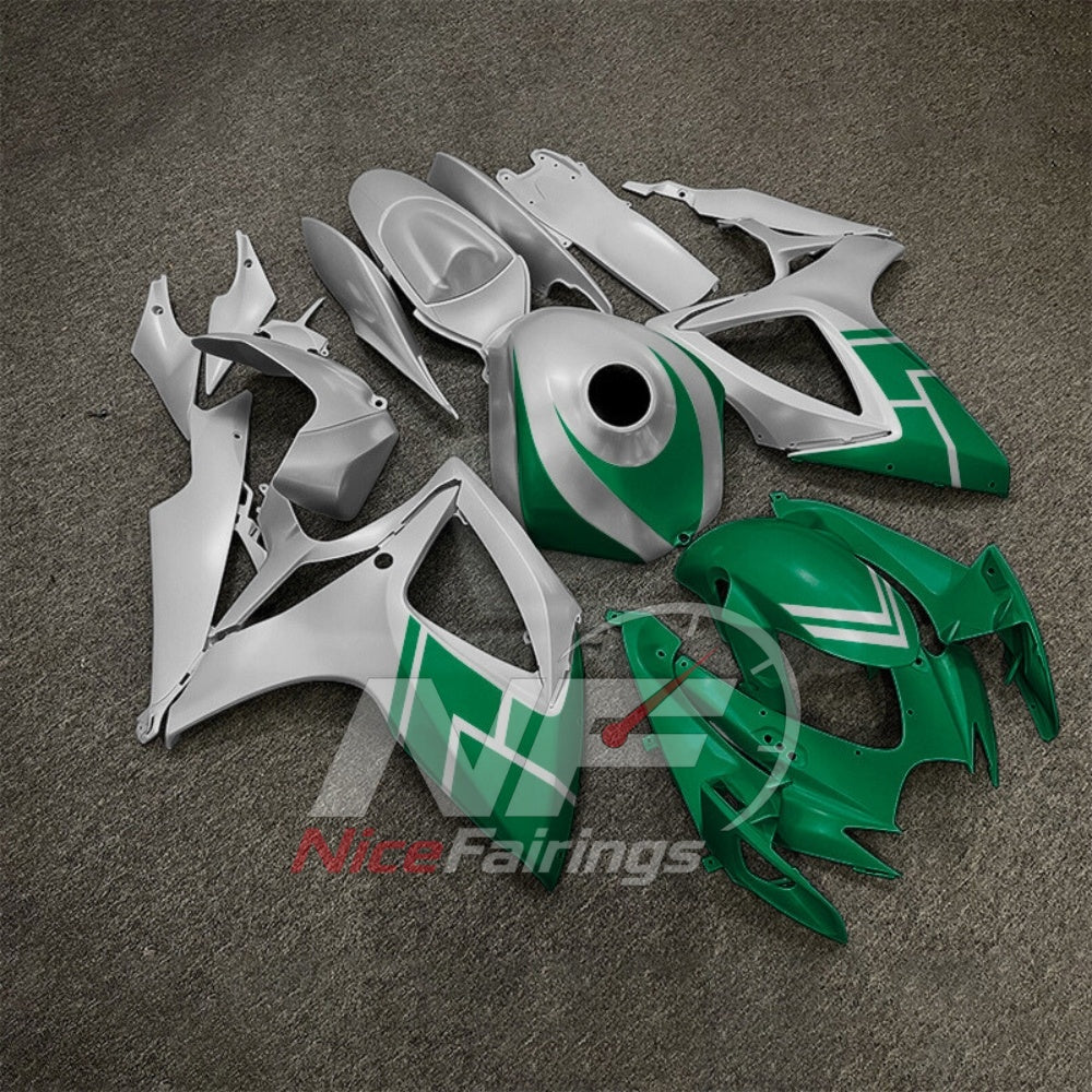 For Suzuki GSX-R600 GSX-R750 K6 2006-2007 Custom Fairings Gray Green ABS Sportbike Plastics | NiceFairings - side angle image