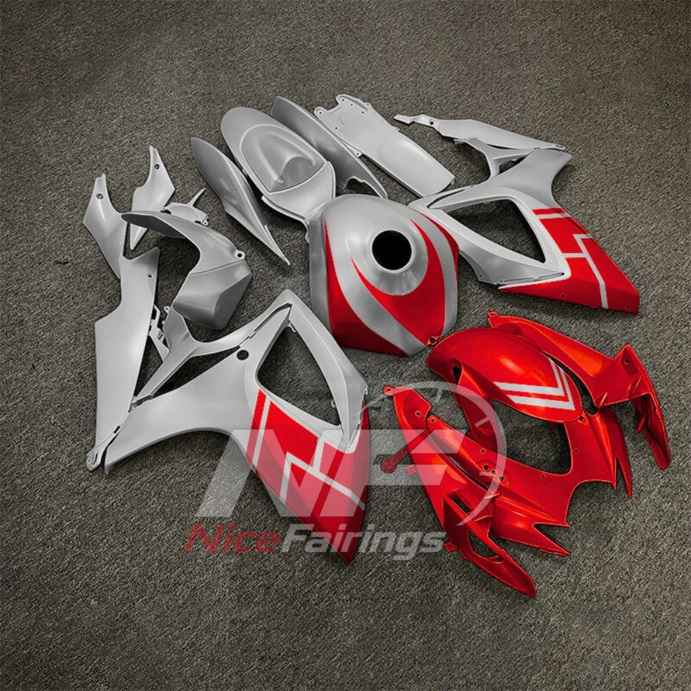For Suzuki GSXR600 GSXR750 K6 2006-2007 ABS Fairing Kit Gray Red Painted Bodywork | NiceFairings - side angle image