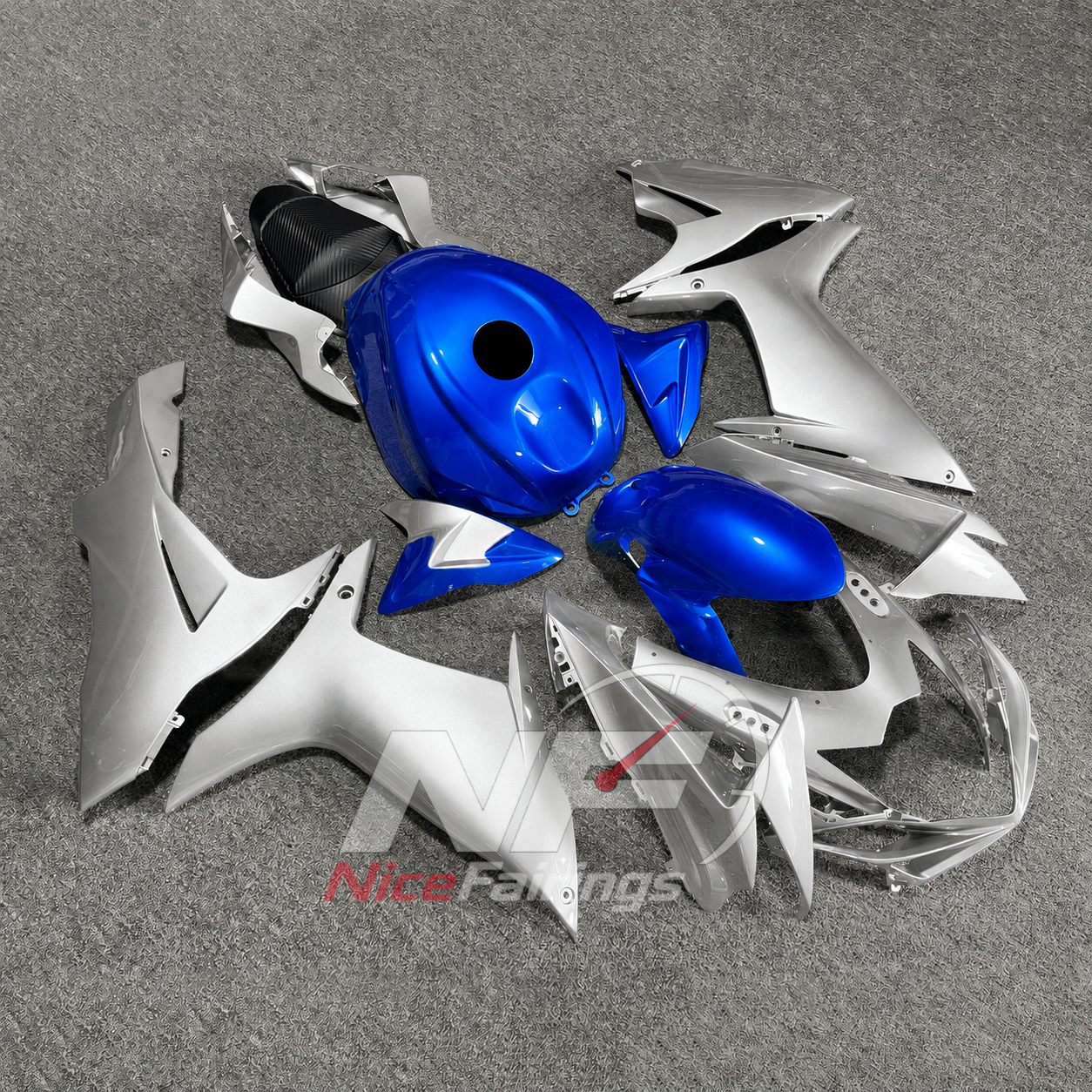 For Suzuki GSXR600 GSXR750 K11 2011-2016 Painted ABS Fairings White Blue Complete Bodywork | NiceFairings - side angle image