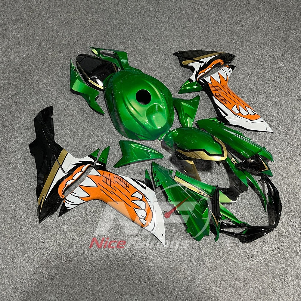 For Suzuki GSX-R600 GSX-R750 K11 2011-2016 Custom Fairings White Green ABS Sportbike Plastics | NiceFairings - side angle image