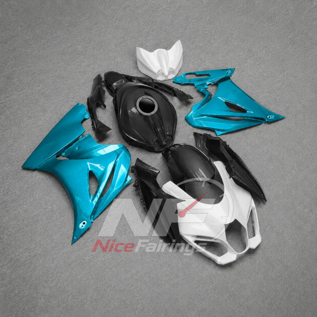 For Suzuki GSXR1000 K17 2017-2026 ABS Fairing Kit Teal Black Painted Bodywork | NiceFairings - side angle image