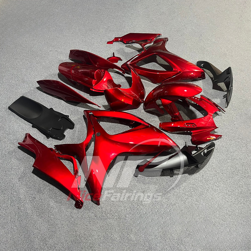 For Suzuki GSX-R600 GSX-R750 K6 2006-2007 Sportbike Fairing Set Gray Red Custom Painted Plastics | NiceFairings - side angle image