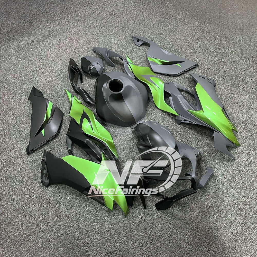 Kawasaki ZX-6R 636 2019-2023 Replacement Fairing Set White Blue Tank Cover | NiceFairings - side angle image