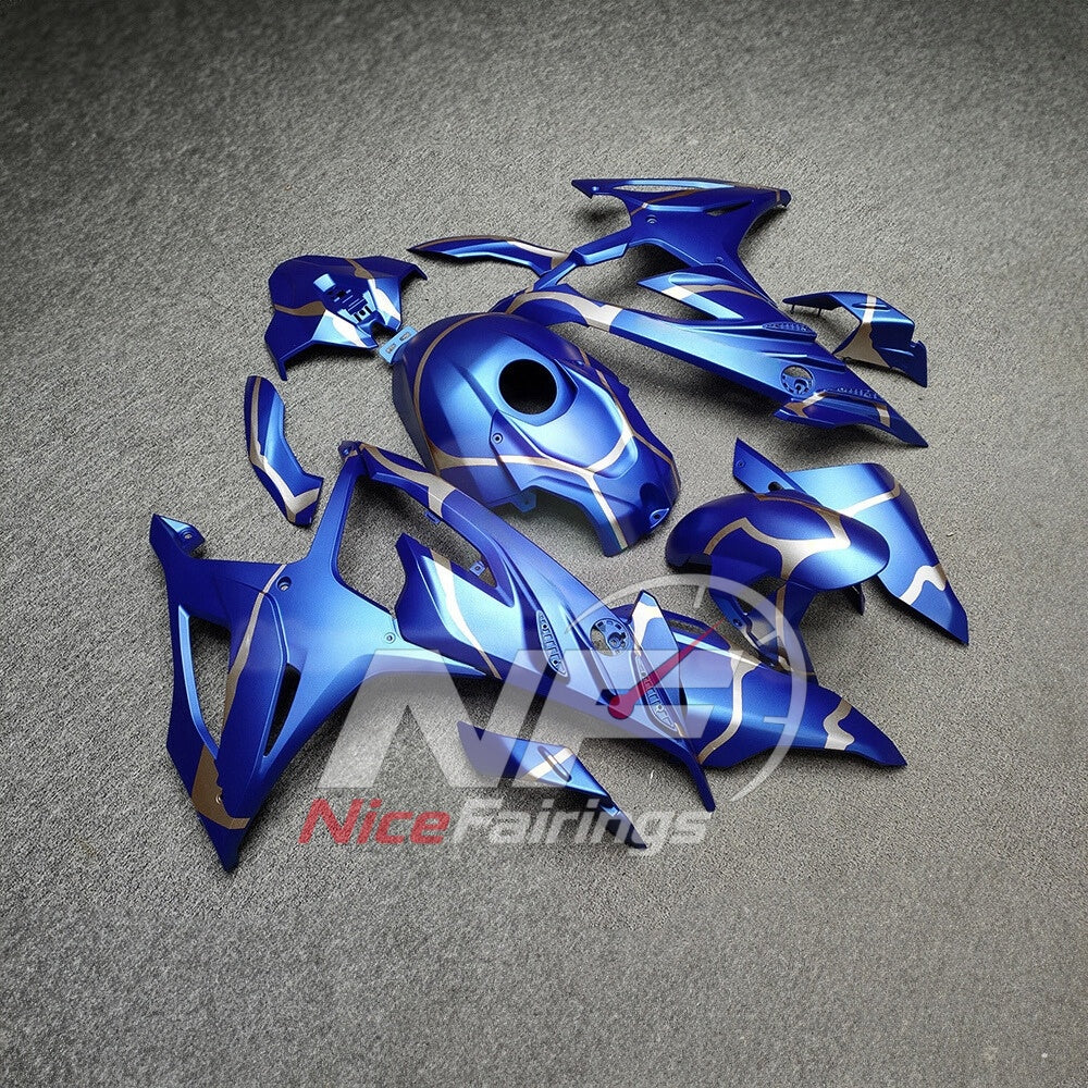 For BMW S1000RR 2023-2024 Blue Black Custom Fairings with ABS Sportbike Plastics and Full Body Kit | NiceFairings - side angle image