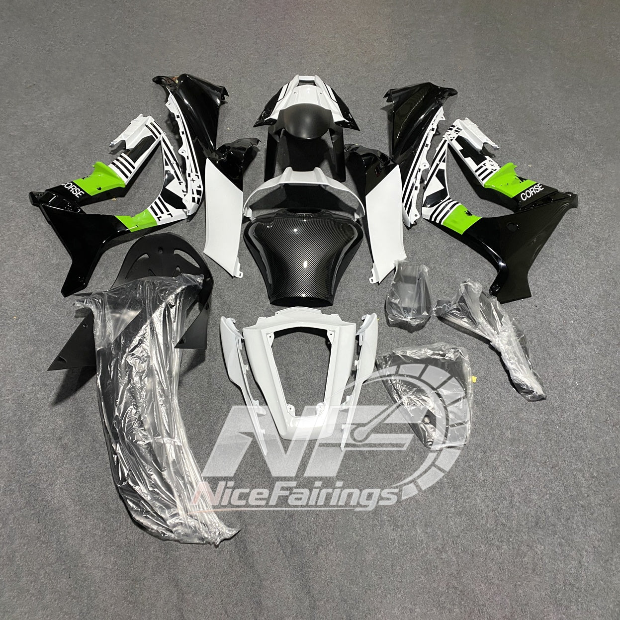 KAWASAKI ZX10R 2011-2015 Race Style Fairing Plastics | NiceFairings - side angle image