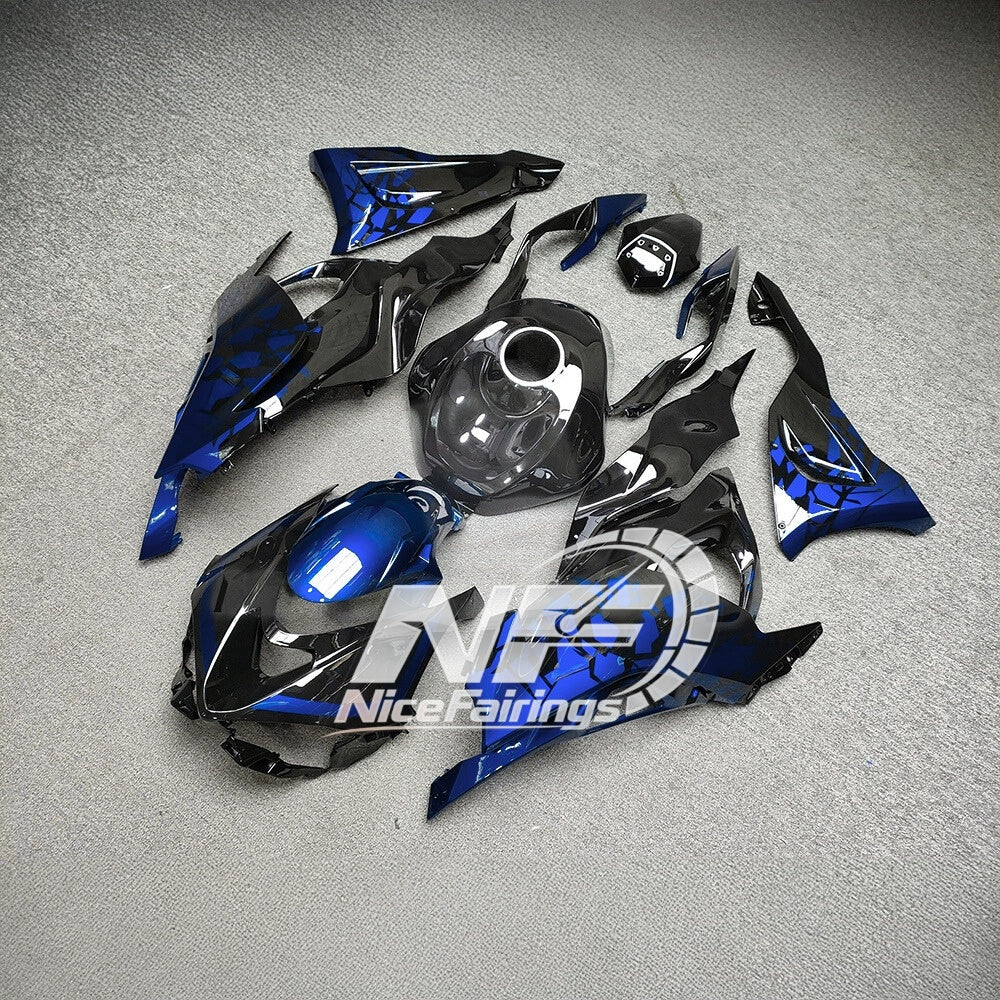 For Kawasaki ZX6R 636 Custom Painted ABS Body Kit Blue Silver Special Edition | NiceFairings - side angle image