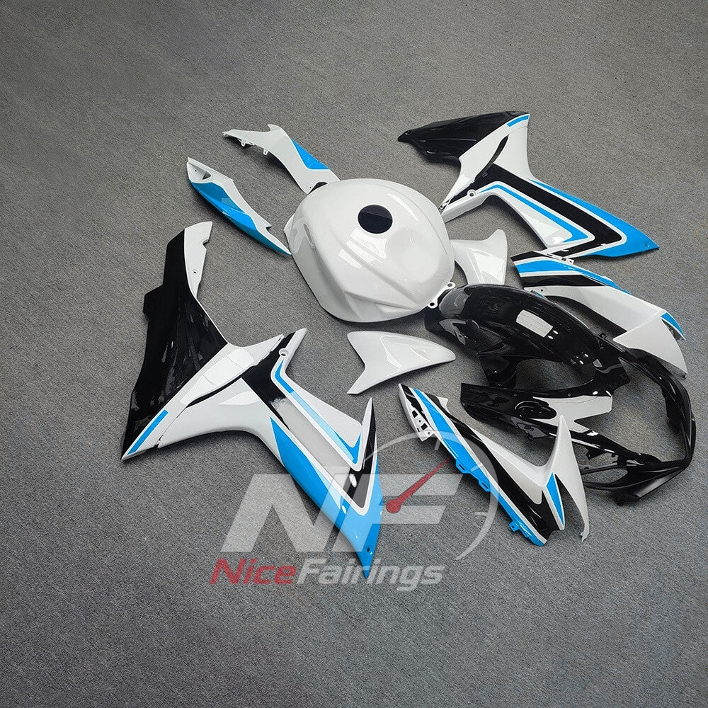 For Suzuki GSXR600 GSXR750 K11 2011-2016 Painted ABS Fairings White Black Complete Bodywork | NiceFairings - side angle image