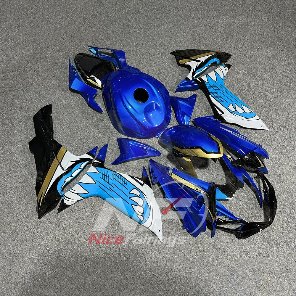For Suzuki GSXR600 GSXR750 K11 2011-2016 ABS Fairing Kit Blue White Painted Bodywork | NiceFairings - side angle image