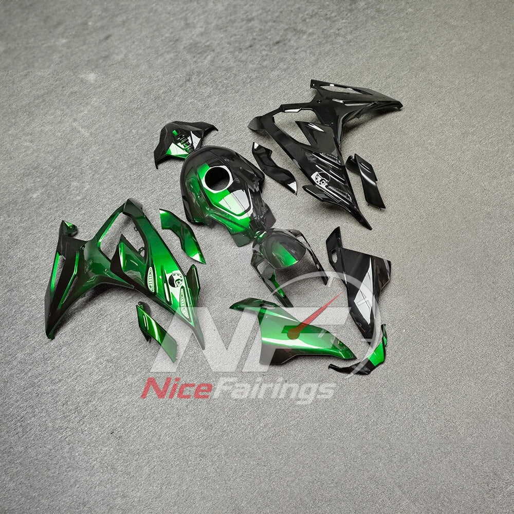 For BMW S1000RR 2023-2024 Green Black Painted ABS Fairings with Complete Replacement Bodywork | NiceFairings - side angle image