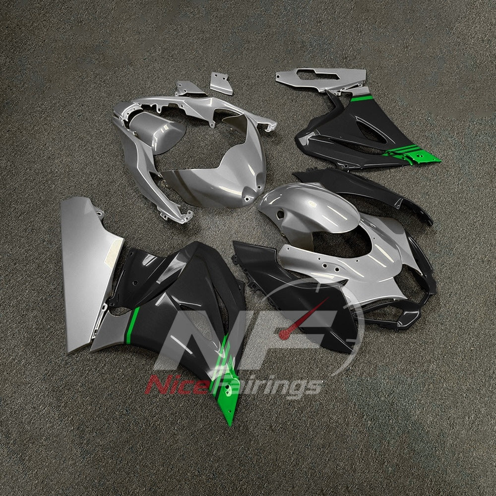For Suzuki GSX-R1000 K17 2017-2026 Sportbike Fairing Set Green Black Custom Painted Plastics | NiceFairings - side angle image