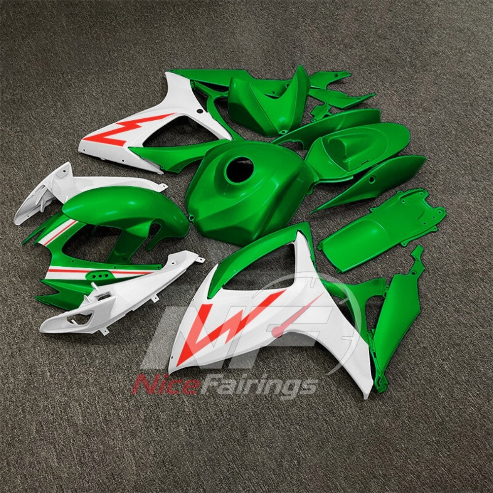 For Suzuki GSXR600 GSXR750 K6 2006-2007 ABS Fairing Kit Green Painted Bodywork | NiceFairings - side angle image