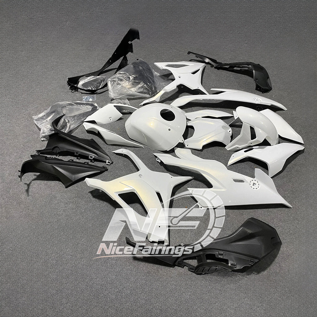 For BMW S1000RR 2019-2022 White Red Motorcycle Fairing Kit, Aftermarket ABS Body Panels | NiceFairings - side angle image