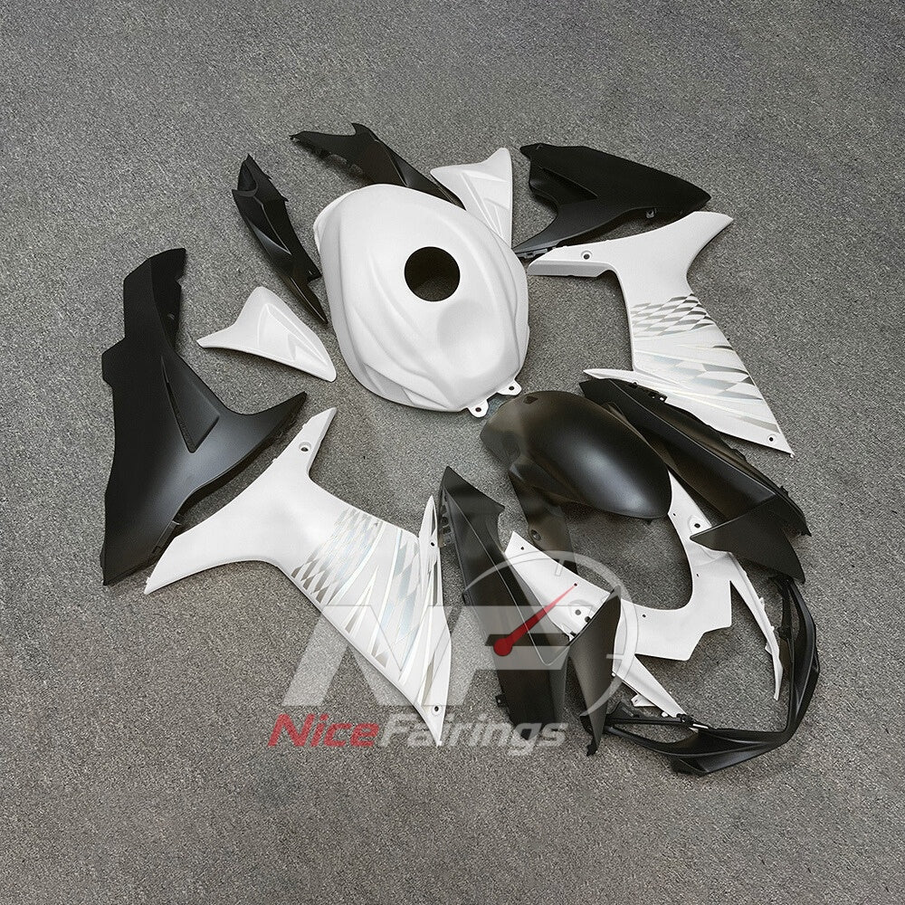 For Suzuki GSXR600 GSXR750 K11 2011-2016 ABS Fairing Kit White Black Painted Bodywork | NiceFairings - side angle image