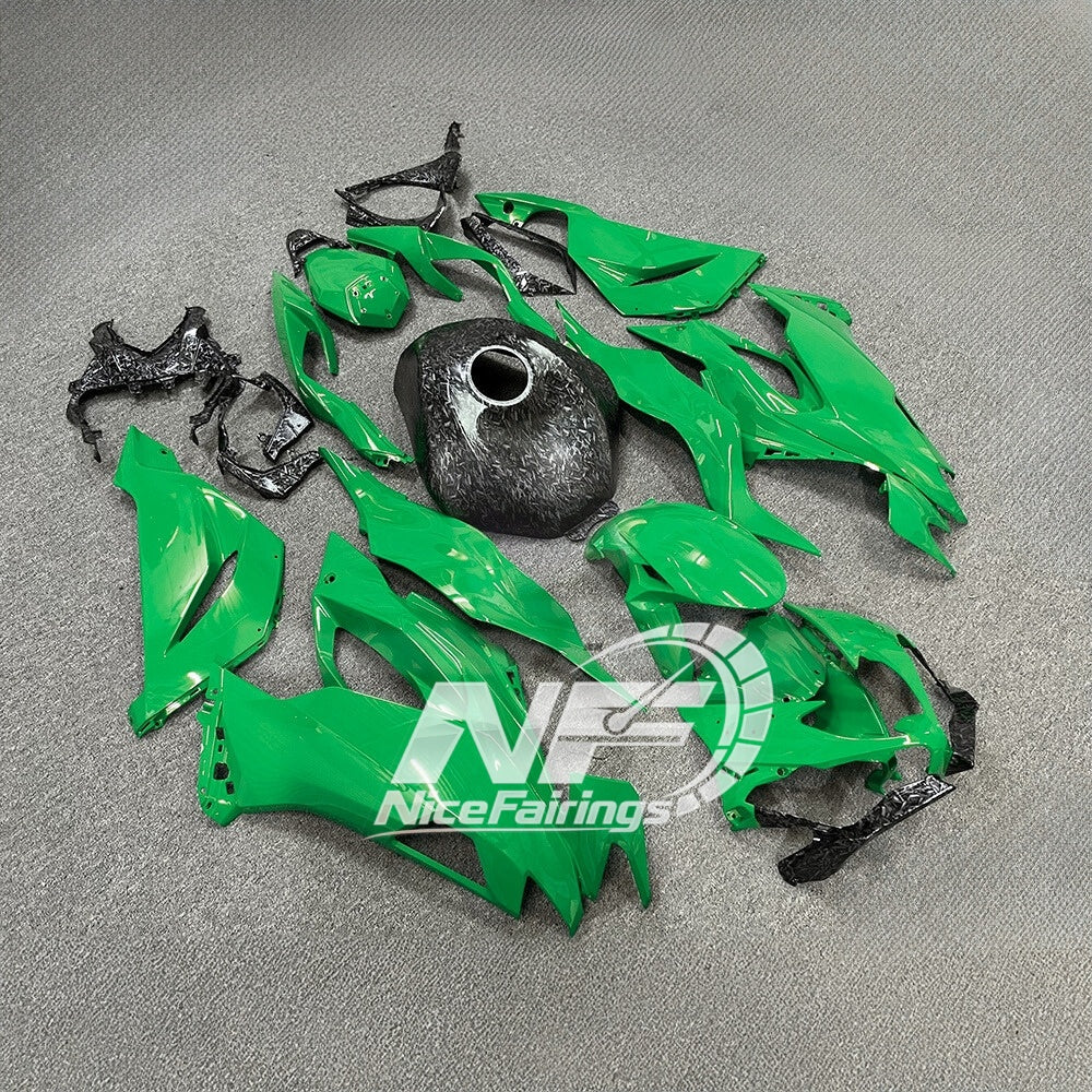 For Kawasaki ZX6R 636 2019-2023 ABS Fairing Kit Orange Black Premium Edition | NiceFairings - side angle image