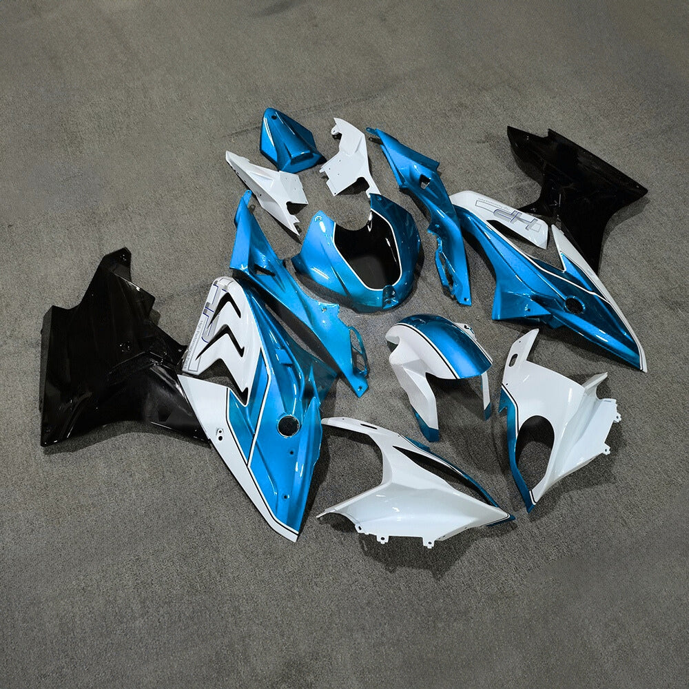 For BMW S1000RR 2017-2018 Racing Blue Standard No Tank Cover Motorcycle Fairing Kit, Aftermarket ABS Body Panels | NiceFairings - side angle image