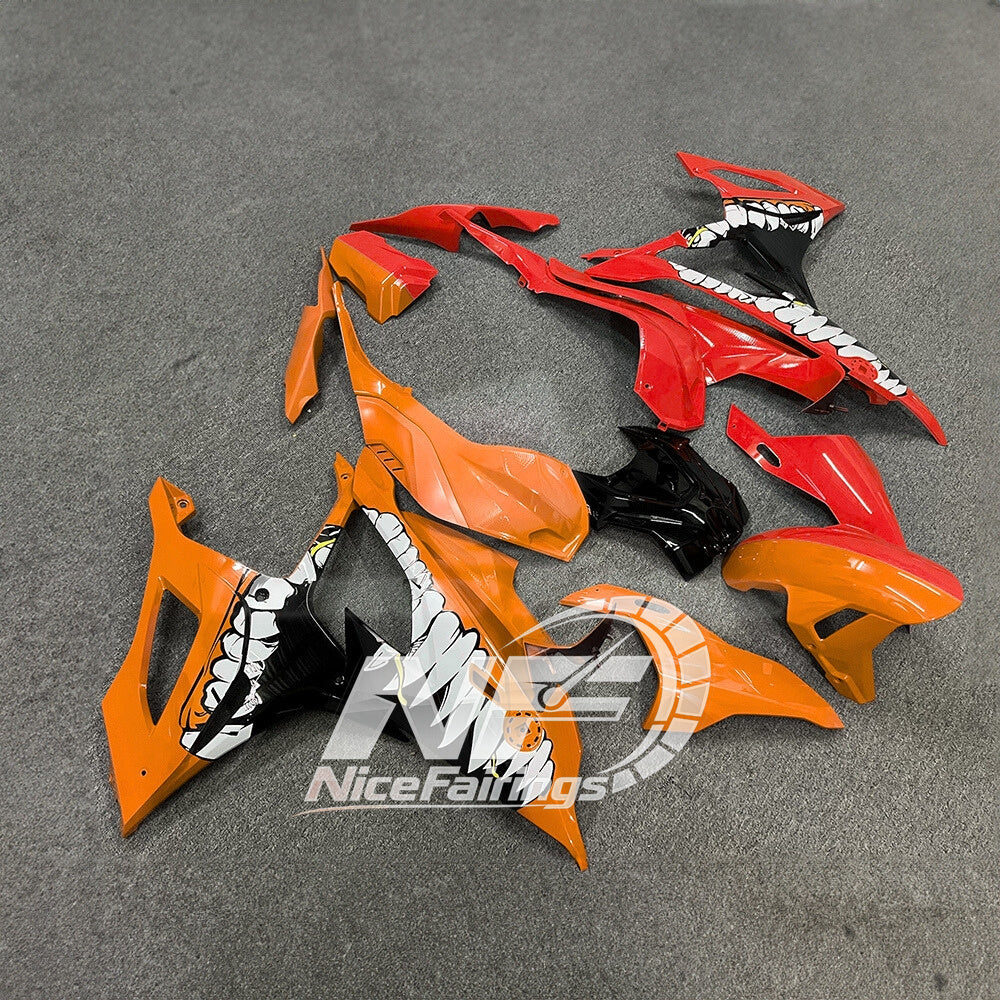 For BMW S1000RR 2019-2022 Blue White Tank Cover ABS Fairing Kit, Custom Painted Motorcycle Bodywork | NiceFairings - side angle image