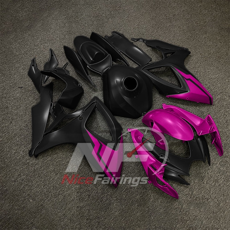 For Suzuki GSXR600 GSXR750 K6 2006-2007 ABS Fairing Kit Black Gray Painted Bodywork | NiceFairings - side angle image