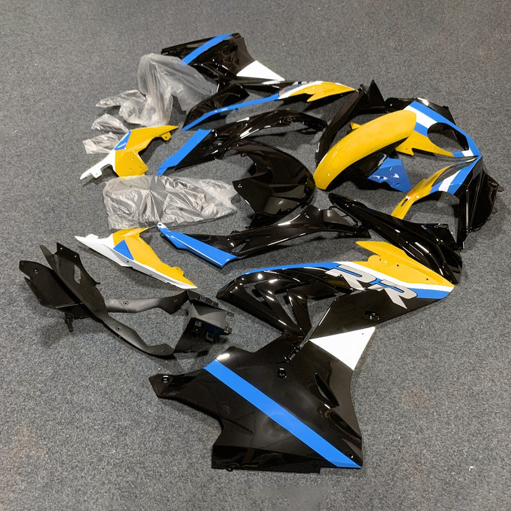For BMW S1000RR 2017-2018 Tri Color Standard No Tank Cover Motorcycle Fairing Kit, Aftermarket ABS Body Panels | NiceFairings - side angle image