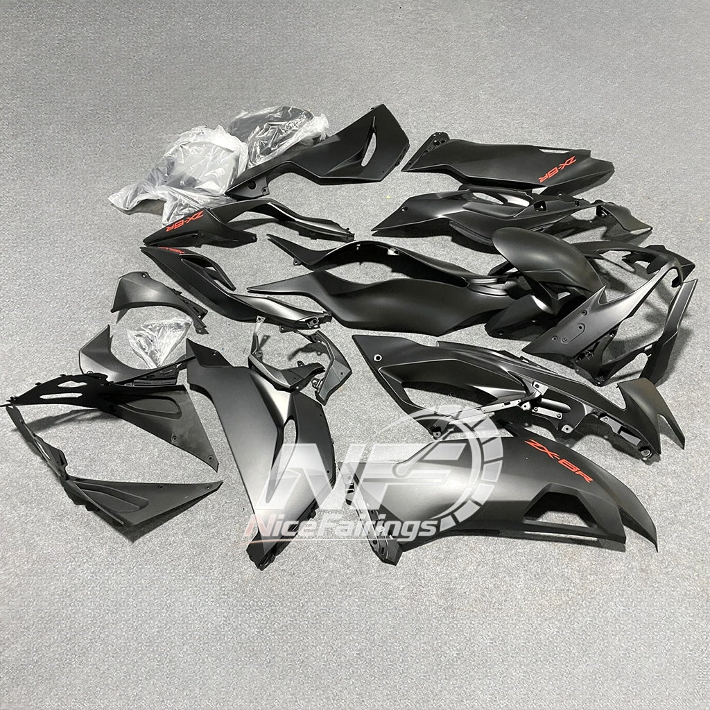 Kawasaki ZX6R 636 2019-2023 ABS Fairing Kit Orange Black | NiceFairings - side angle image
