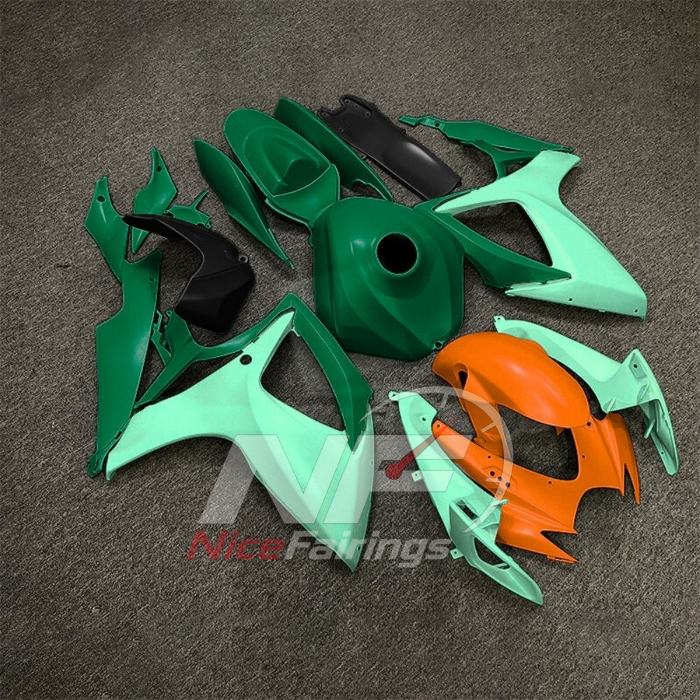For Suzuki GSXR600 GSXR750 K6 2006-2007 ABS Body Kit Green Gray Street Track Fairings | NiceFairings - side angle image
