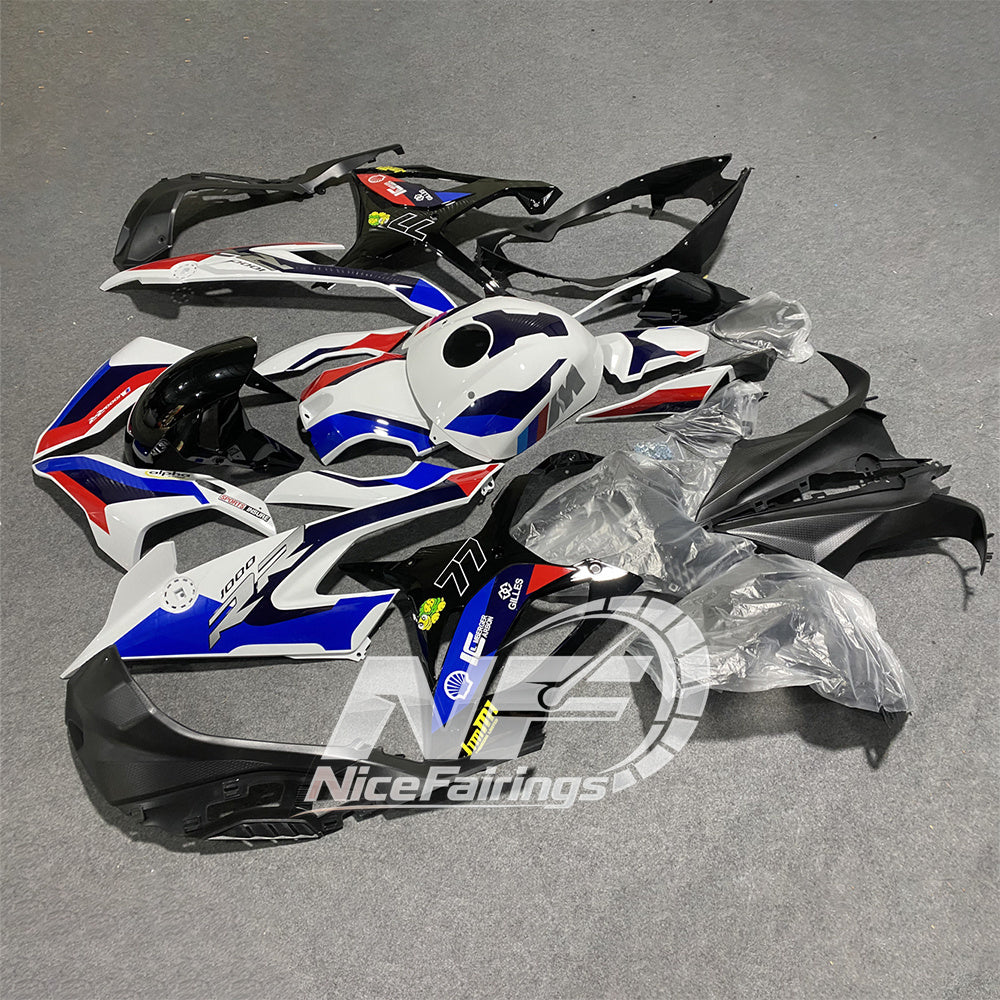For BMW S1000RR 2019-2022 Orange Black Custom Fairings, ABS Replacement Plastics Full Body Kit | NiceFairings - side angle image