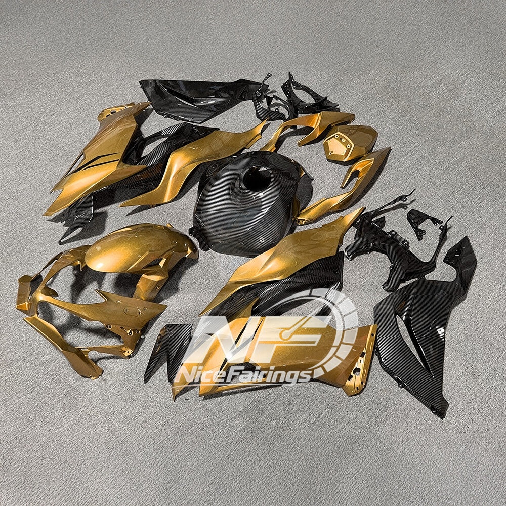 For Kawasaki ZX6R 636 2019-2023 ABS Fairing Kit Orange Black Special Edition | NiceFairings - side angle image