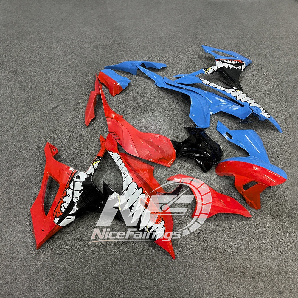 For BMW S1000RR 2019-2022 Carbon Look Full Fairing Kit, Painted ABS Motorcycle Plastics | NiceFairings - side angle image