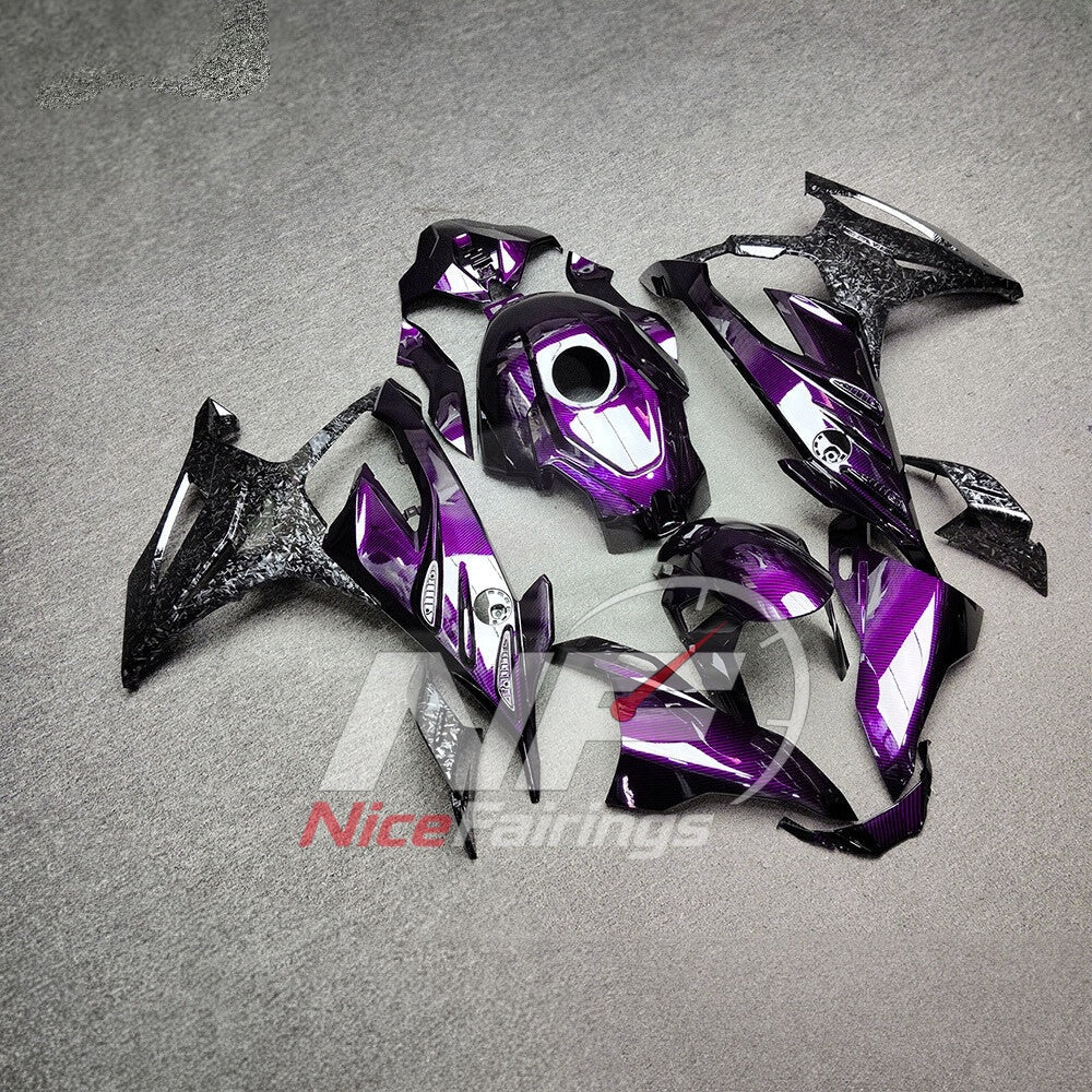 For BMW S1000RR 2023-2024 Pink Black Custom Fairings with ABS Sportbike Plastics and Full Body Kit | NiceFairings - side angle image