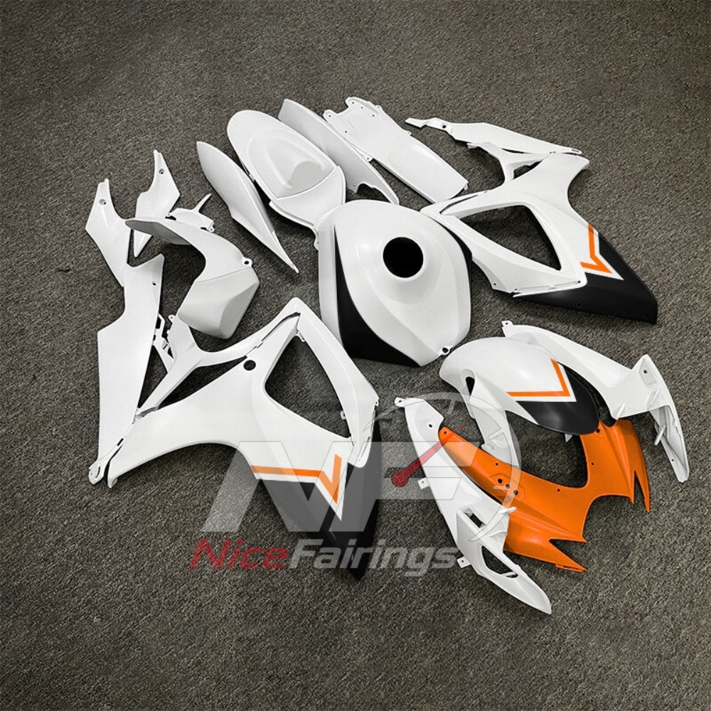 For Suzuki GSXR600 GSXR750 K6 2006-2007 ABS Body Kit White Street Track Fairings | NiceFairings - side angle image