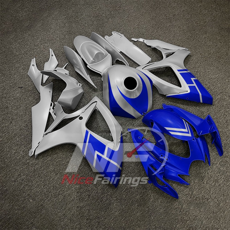 For Suzuki GSXR600 GSXR750 K6 2006-2007 ABS Body Kit Gray Blue Street Track Fairings | NiceFairings - side angle image