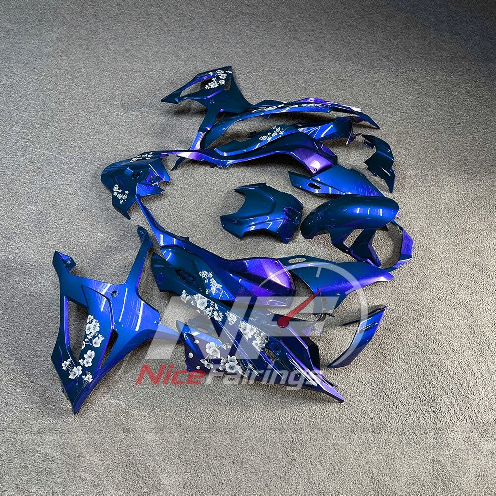 For BMW S1000RR 2023-2024 Blue Black ABS Body Kit with Street and Track Fairing Panels | NiceFairings - side angle image