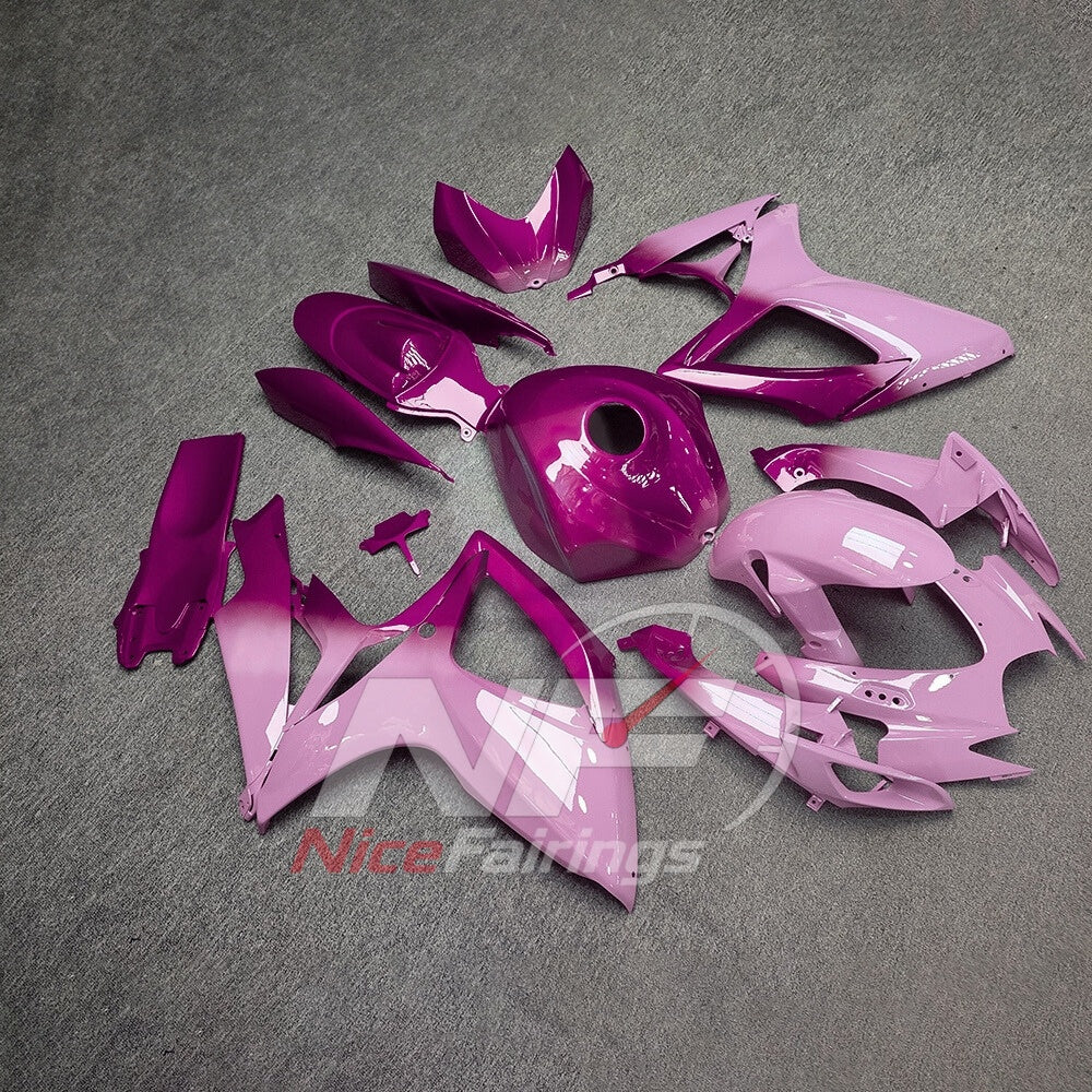 For Suzuki GSX-R600 GSX-R750 K6 2006-2007 Sportbike Fairing Set Gray Pink Custom Painted Plastics | NiceFairings - side angle image