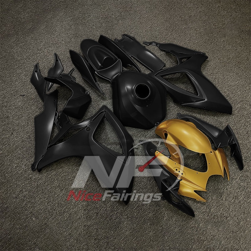 For Suzuki GSX-R600 GSX-R750 K6 2006-2007 Custom Fairings Black Gray ABS Sportbike Plastics | NiceFairings - side angle image