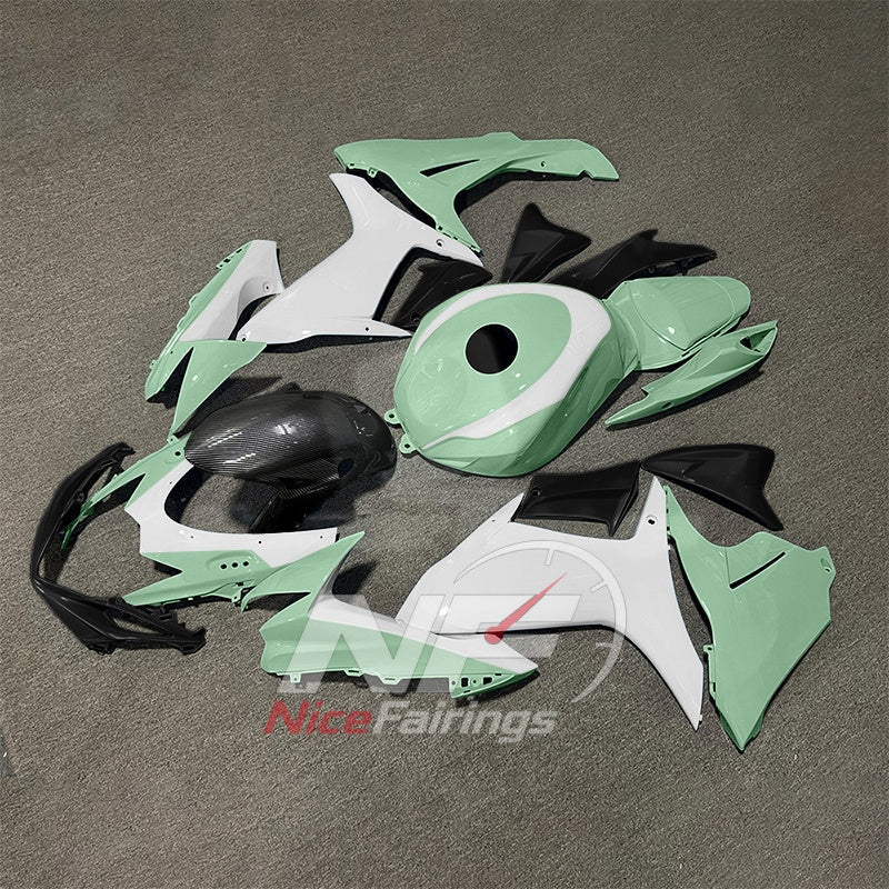 For Suzuki GSX-R600 GSX-R750 K11 2011-2016 Sportbike Fairing Set White Black Custom Painted Plastics | NiceFairings - side angle image